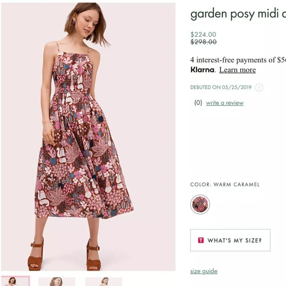kate spade Floral Midi Dress in Pink, Brown & Blue